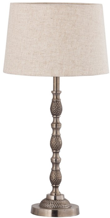 TABLE LAMP & SHADE - SILVER ANTIQUE / NATURAL LINEN