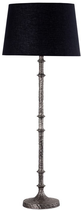 TABLE LAMP & SHADE - SILVER ANTIQUE / BLACK COTTON