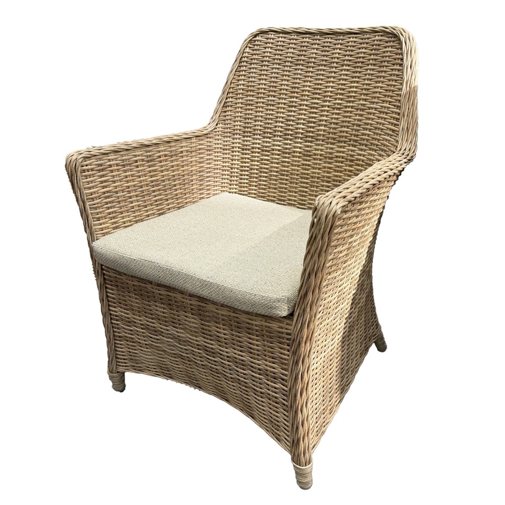 RAFFLES BAY OUTDOOR WICKER CHAIR w/ OUTDOOR SEAT CUSHION  - NATURAL