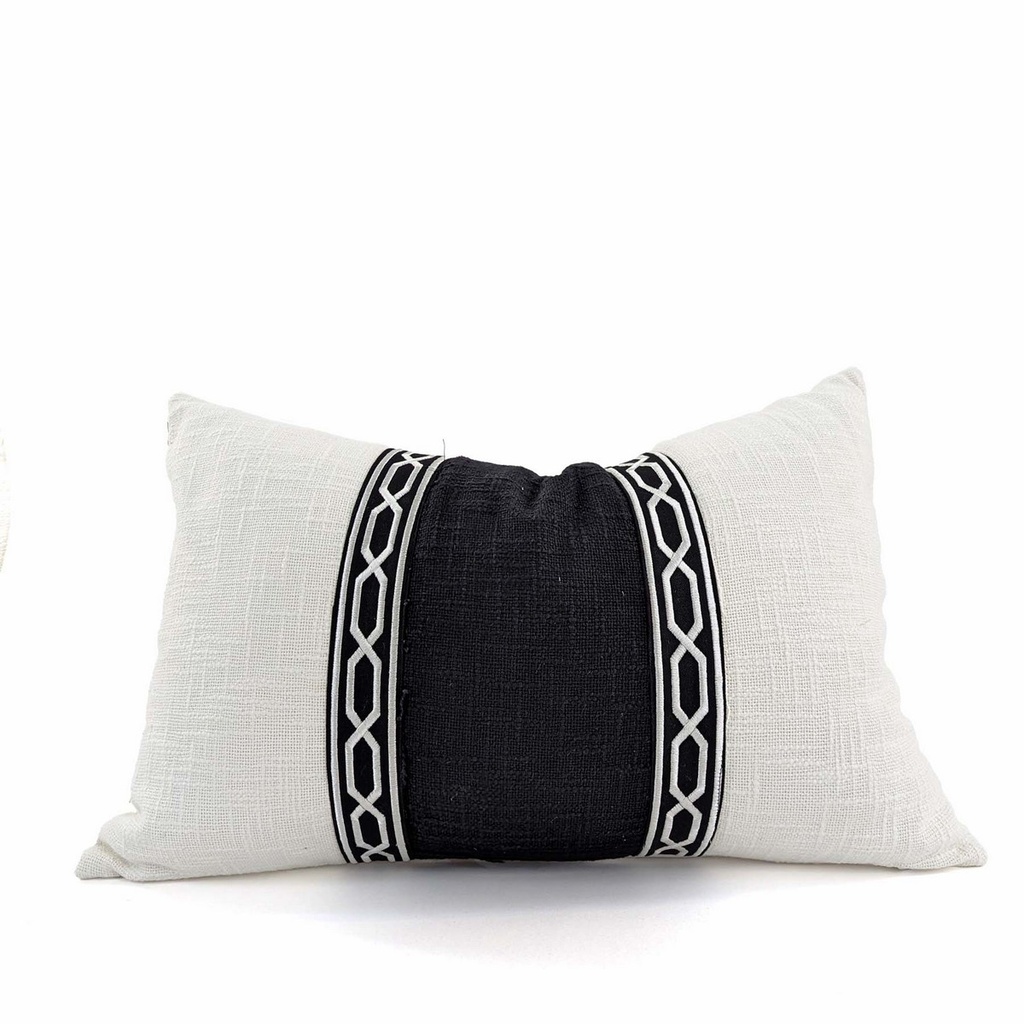 CUSHION COVER - YACHT - BLACK / WHITE