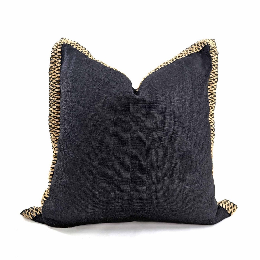 CUSHION COVER - JUTE FLANGE - BLACK / NATURAL