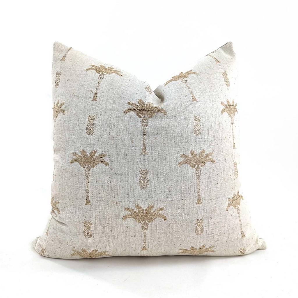 CUSHION COVER - PALM TREE - NATURAL / GOLD