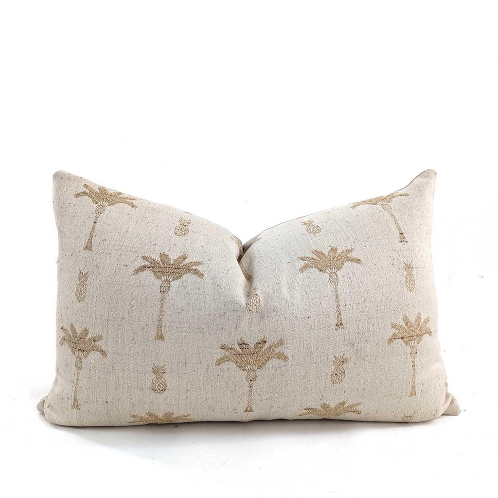 CUSHION COVER - PALM TREE - NATURAL / GOLD