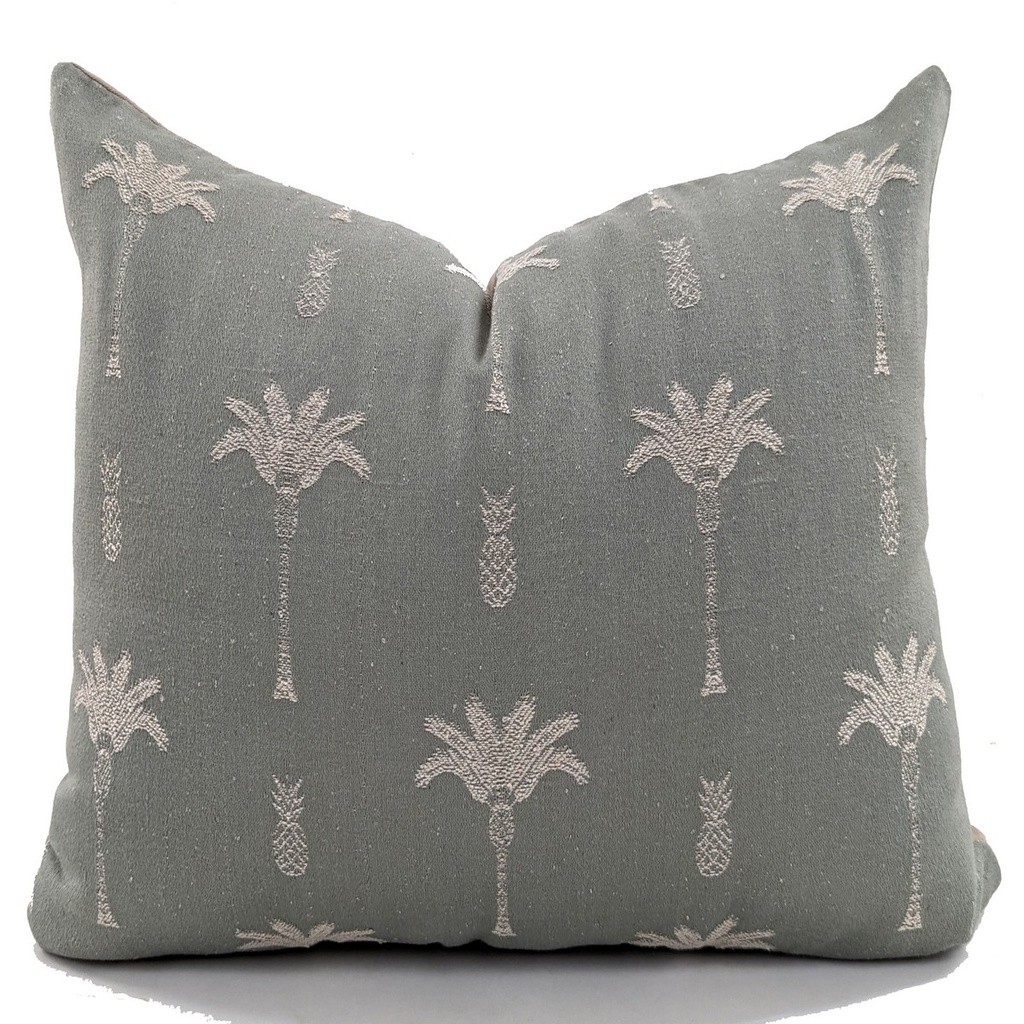 CUSHION COVER - PALM TREE - GREY / NATURAL
