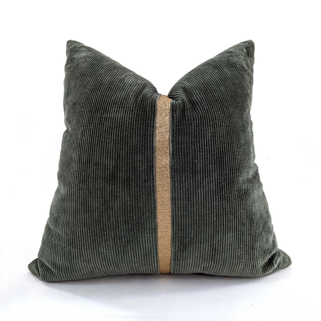 CUSHION COVER - BRAID - GREEN / GOLD