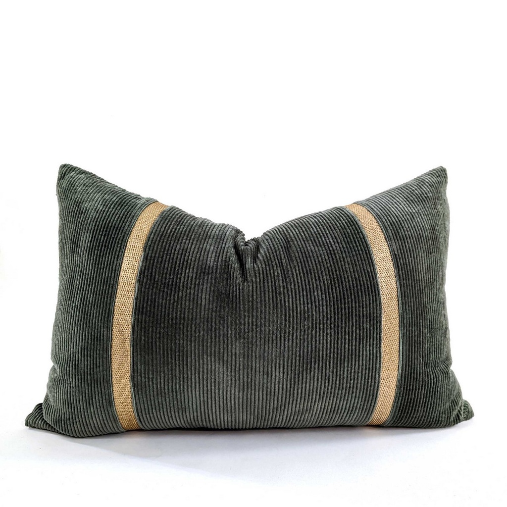 CUSHION COVER - BRAID - GREEN / GOLD