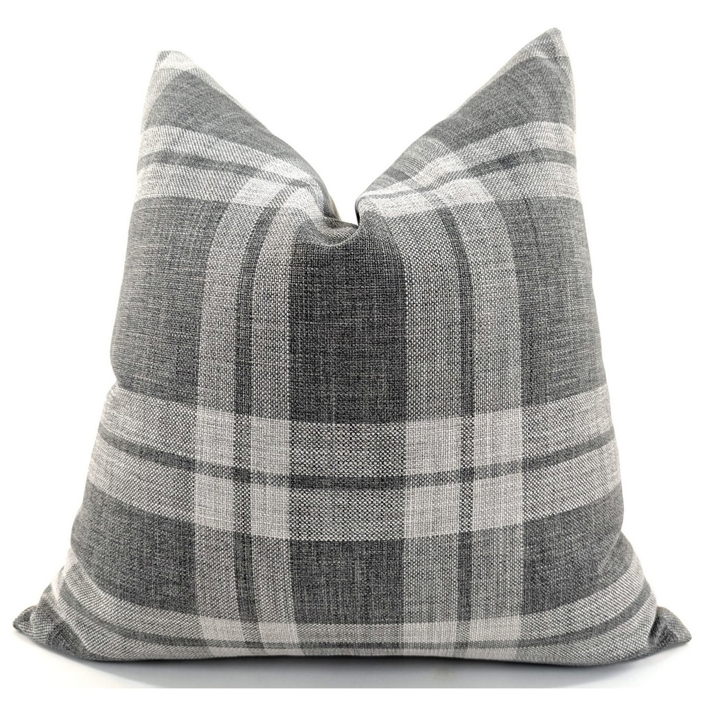 SNUGG & CO  CUSHION COVER - BROOKS CHECK GREY CHEQUED