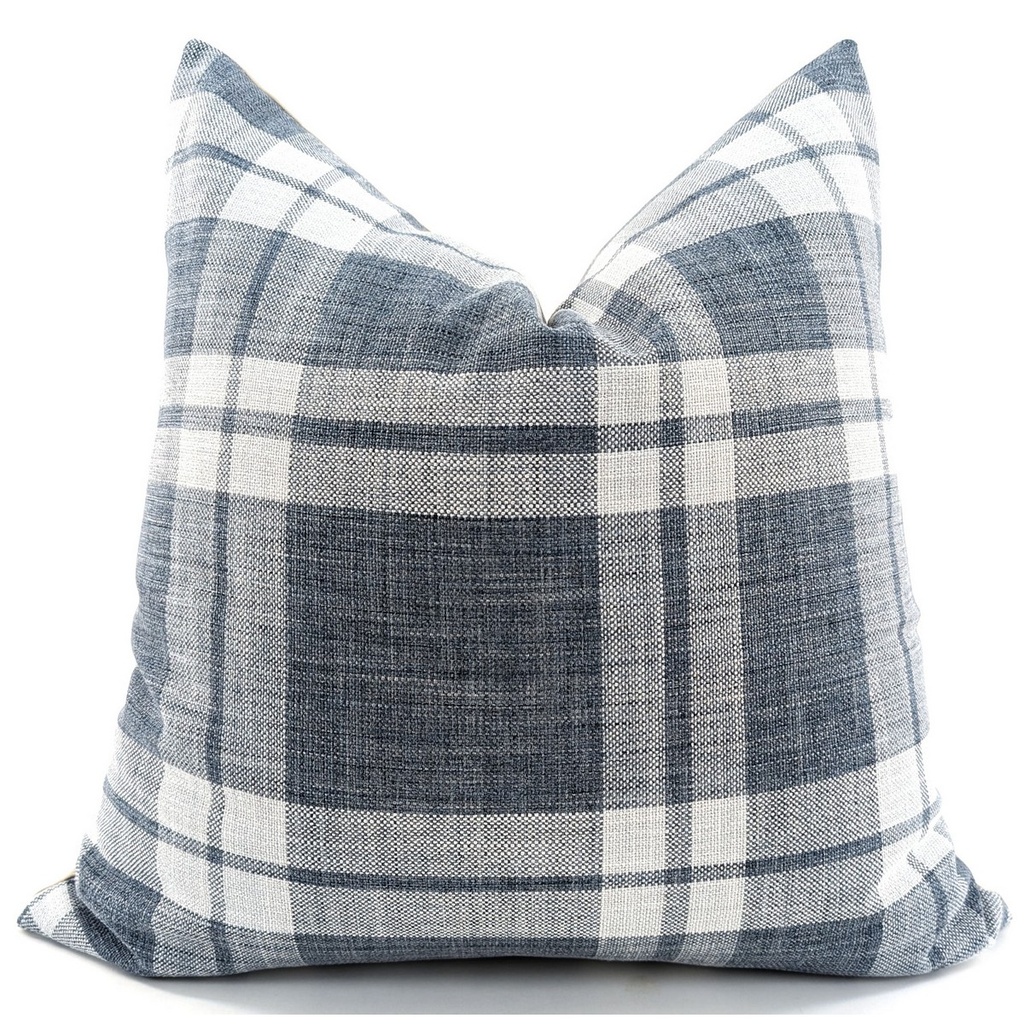 SNUGG & CO  CUSHION COVER - BROOKS CHECK BLUE CHEQUERED