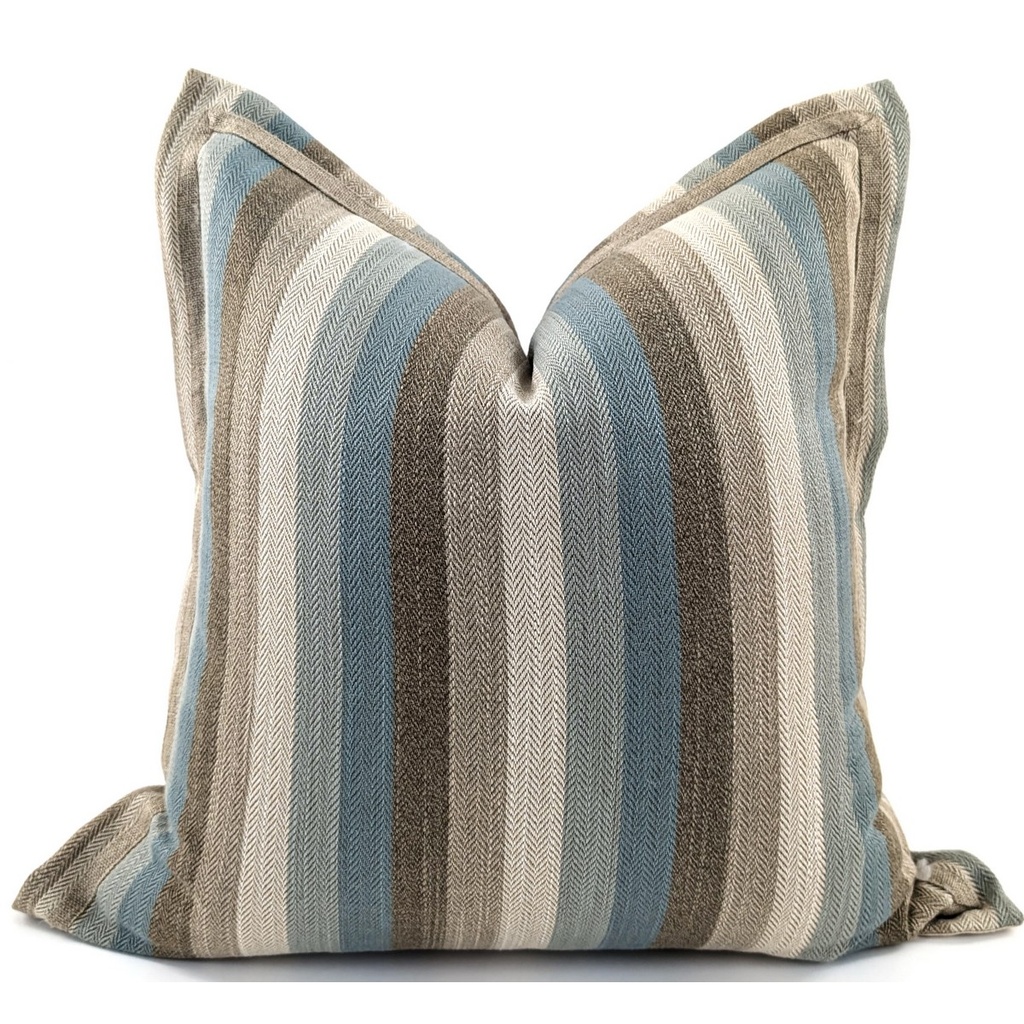 SNUGG & CO  CUSHION COVER - RALPH STRIPE MASSIMOSTRIPE  TEAL/NATURAL