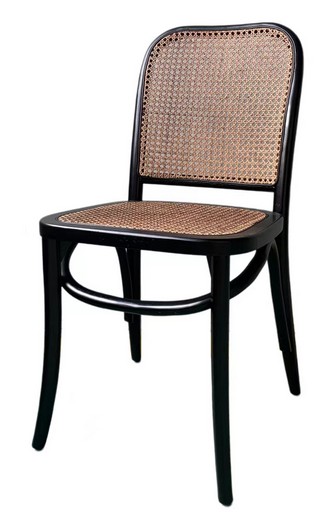 CAPRI RATTAN WEAVE DINING CHAIR in ELM - BLACK