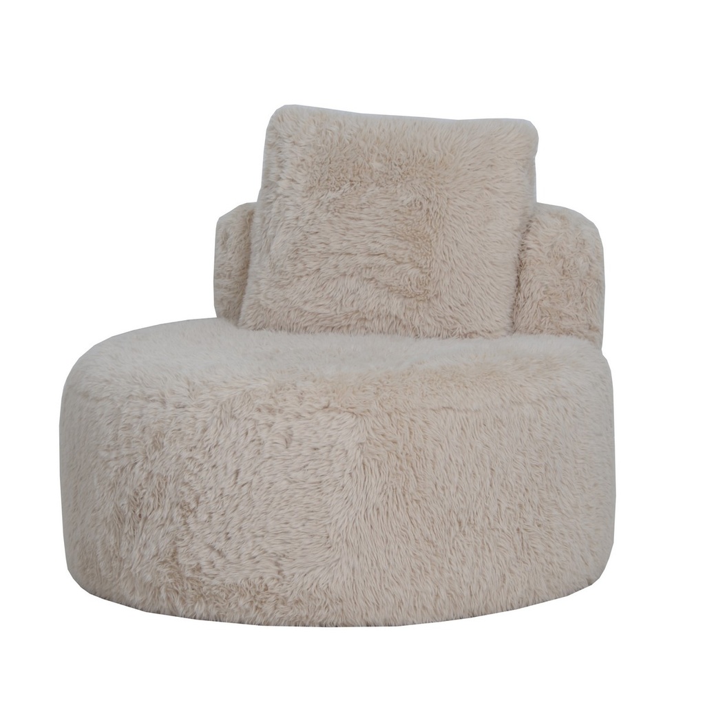 SOPHIE ROUND ACCENT CHAIR - SAND FAUX SHEEPSKIN