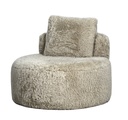 SOPHIE ROUND ACCENT CHAIR - SAFARI FAUX SHEEPSKIN