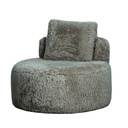SOPHIE ROUND ACCENT CHAIR - SMOKE FAUX SHEEPSKIN