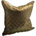 CUSHION COVER - HAND EMBROIDERED - GOLD / BROWN
