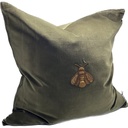 CUSHION COVER - HAND EMBROIDERED - GREEN / GOLD