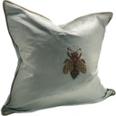 CUSHION COVER - HAND EMBROIDERED - PLATINUM / GOLD