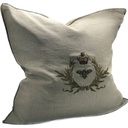 CUSHION COVER - HAND EMBROIDERED - NATURAL
