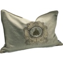 CUSHION COVER - HAND EMBROIDERED - NATURAL / GOLD