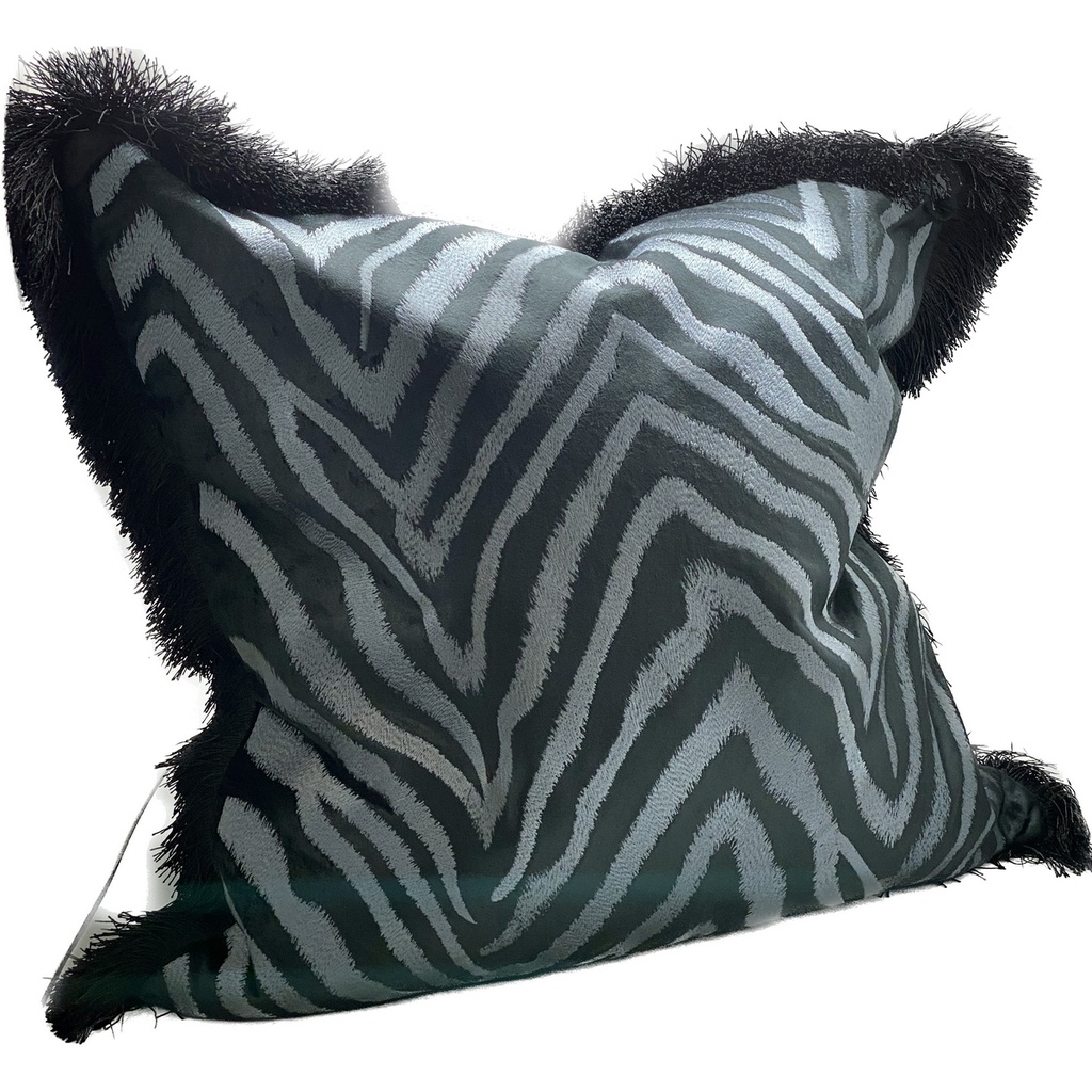 CUSHION COVER - HAND EMBROIDERED - BLACK