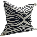 CUSHION COVER - HAND EMBROIDERED - BLACK / WHITE