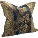 CUSHION COVER - HAND EMBROIDERED - LEOPARD / BLACK