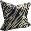 CUSHION COVER - HAND EMBROIDERED - BLACK / FAWN
