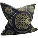CUSHION COVER - HAND EMBROIDERED - BLACK / GOLD