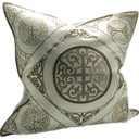 CUSHION COVER - HAND EMBROIDERED - WHITE / GOLD