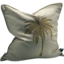 CUSHION COVER - HAND EMBROIDERED - NATURAL / GOLD