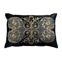 CUSHION COVER - HAND EMBROIDERED  - BLACK W/ANTIQUE GOLD DESIGN