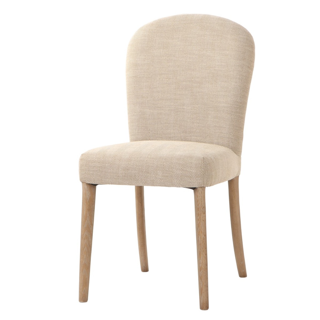 AMBERLEY FABRIC DINING CHAIR W/ LEATHER HANDLE & STUDS