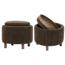 LUNA OTTOMAN - OLIVE W/ REVERSIBLE ASH WOODEN TRAY