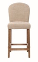 AMBERLEY FABRIC BENCH HEIGHT BARSTOOL W/ LEATHER HANDLE & STUDS