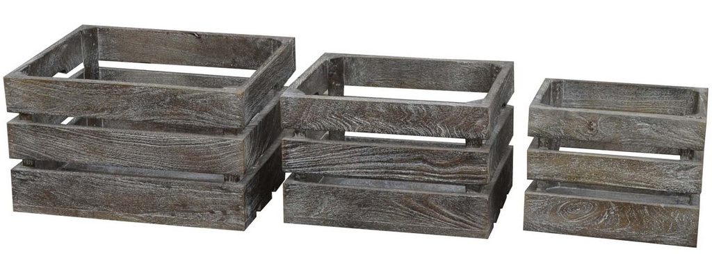 WOODEN CRATES S/3