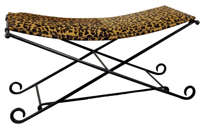 LEOPARD LEATHER LONG STOOL