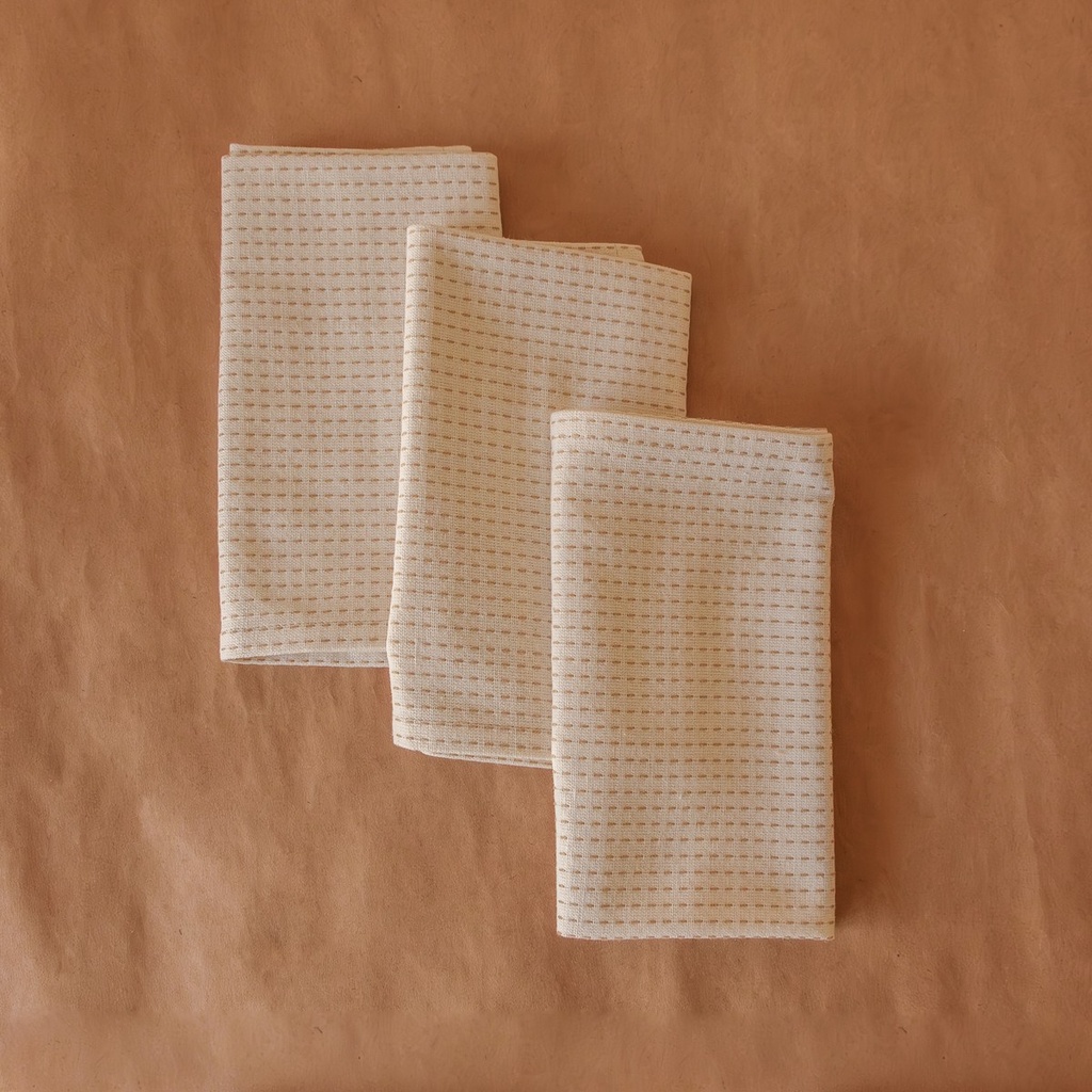 AKIIKO - STRIPE WOVEN KITCHEN TOWEL- CHALK - SET OF 2
