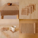 AKIIKO - JUTE TABLE TOP SET - BROWN JUTE PLACEMAT, RUNNER, COASTER - TRIANGLE WEAVE