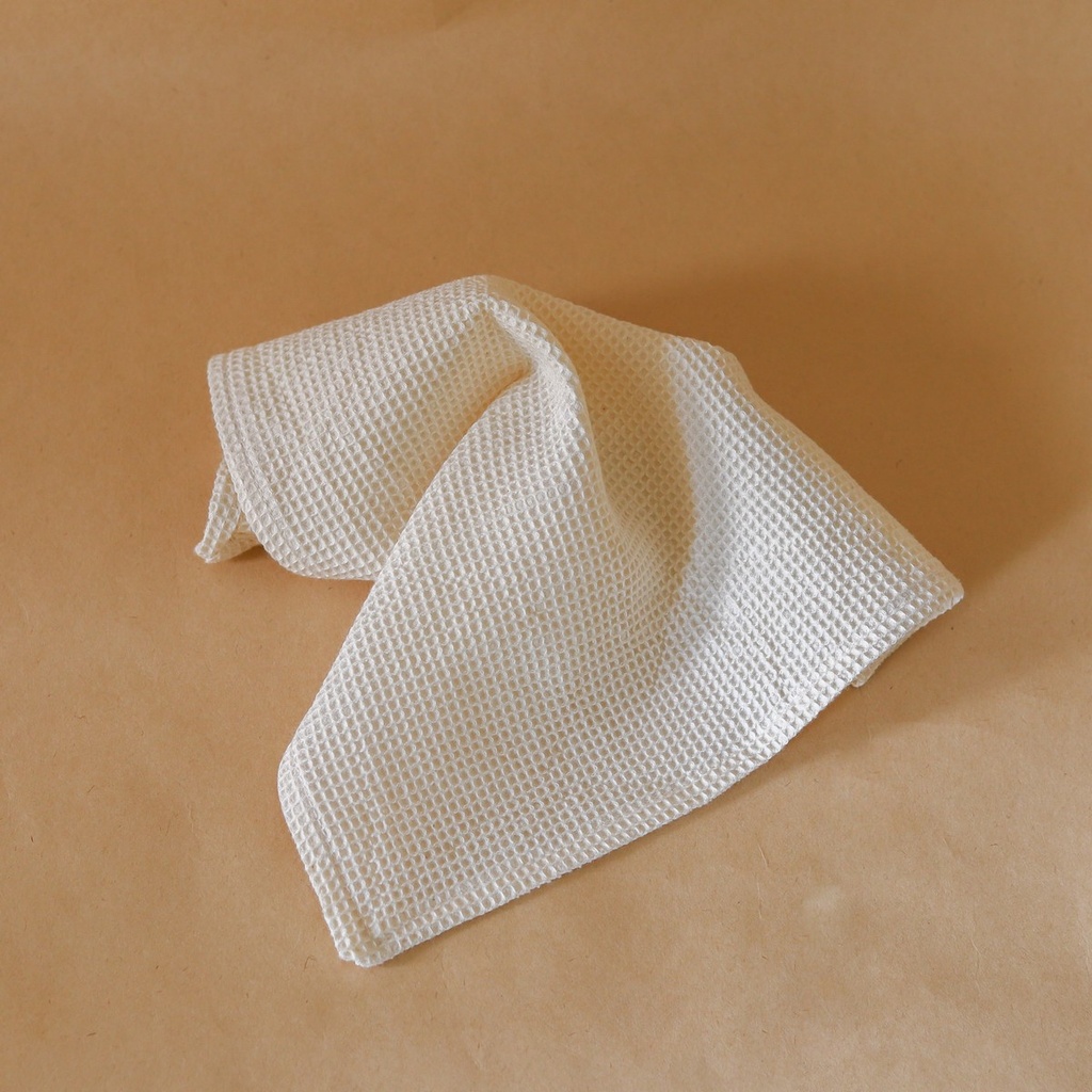 AKIIKO - GRID WAFFLE HAND TOWEL- NATURAL - SET OF 4 TIED WITH COTTON RIBBON