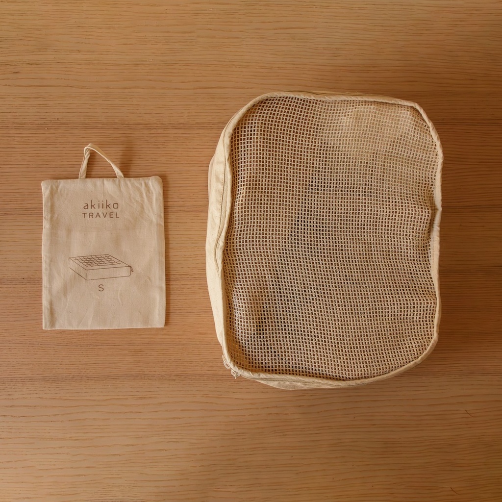 AKIIKO - WHEAT FOLDABLE TRAVEL BOX POUCH WITH NET - SMALL