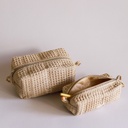 AKIIKO - PIQUE WAFFLE BLOCK POUCH - LARGE - WHEAT