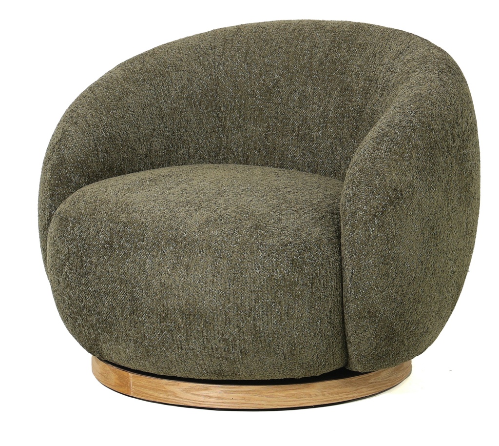 MIAMI SWIVEL CHAIR XL W/WOOD BASE - MOSS GREEN
