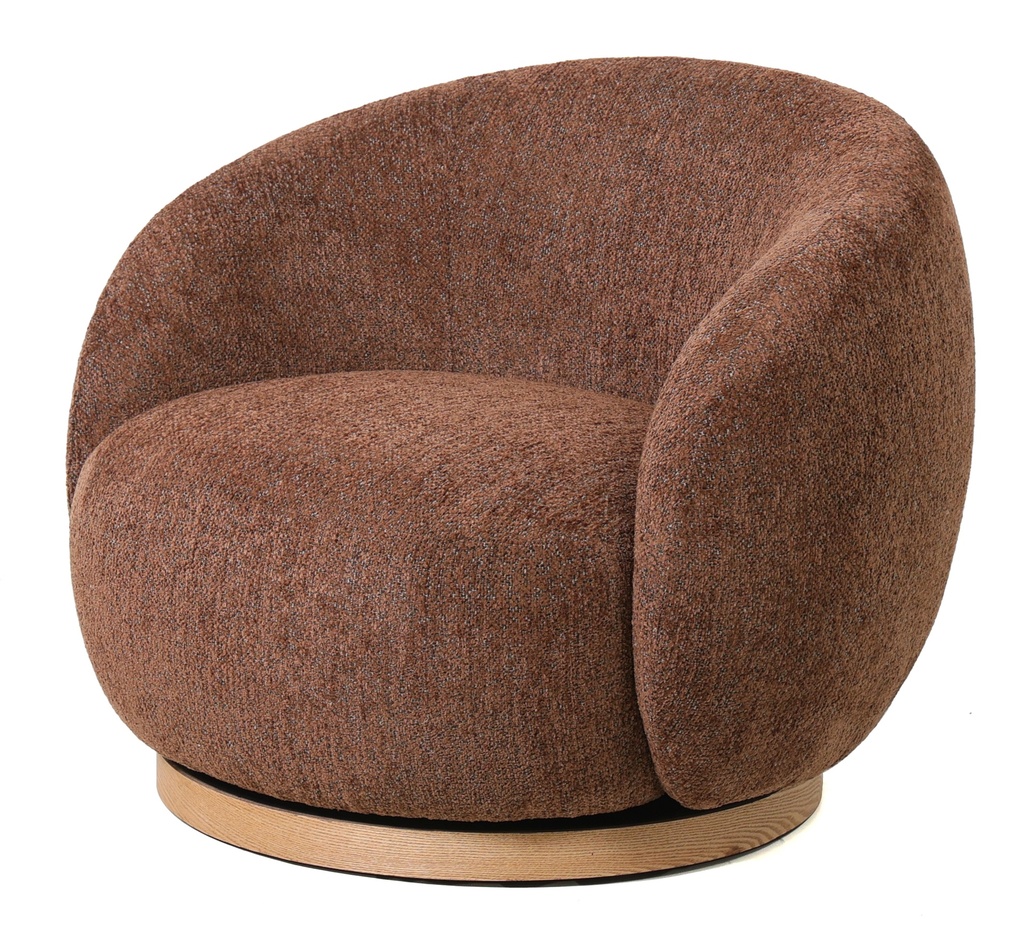 MIAMI SWIVEL CHAIR XL W/WOOD BASE - TOBACCO