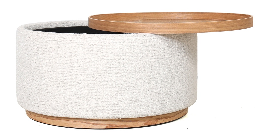 MIAMI TRAY OTTOMAN XL W/WOOD BASE - SEASHELL
