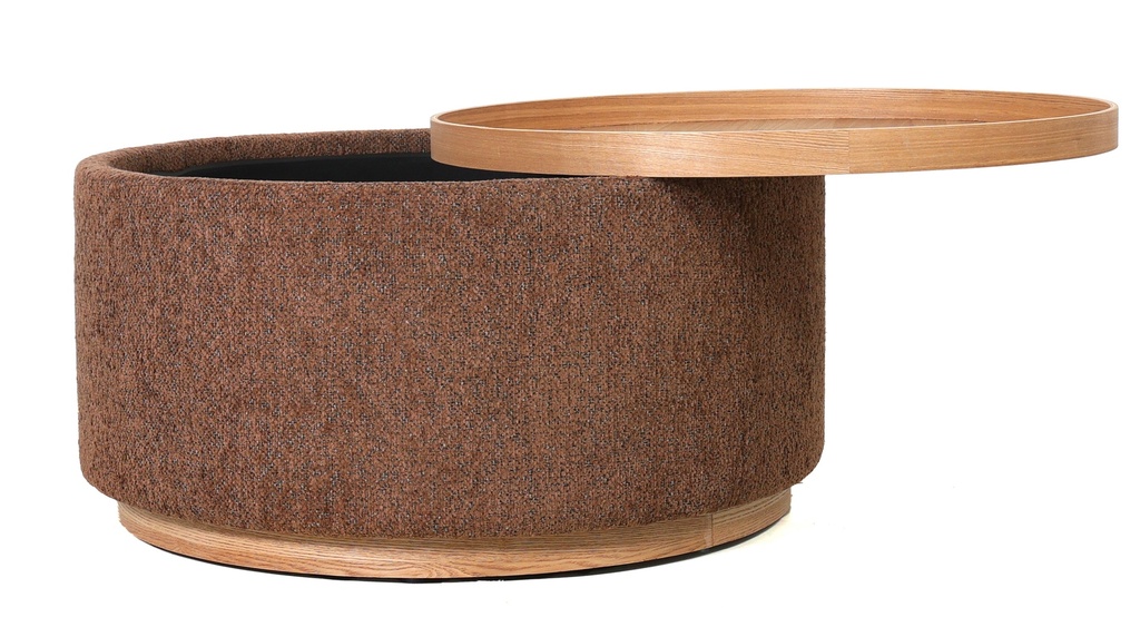 MIAMI TRAY OTTOMAN XL W/WOOD BASE - TOBACCO