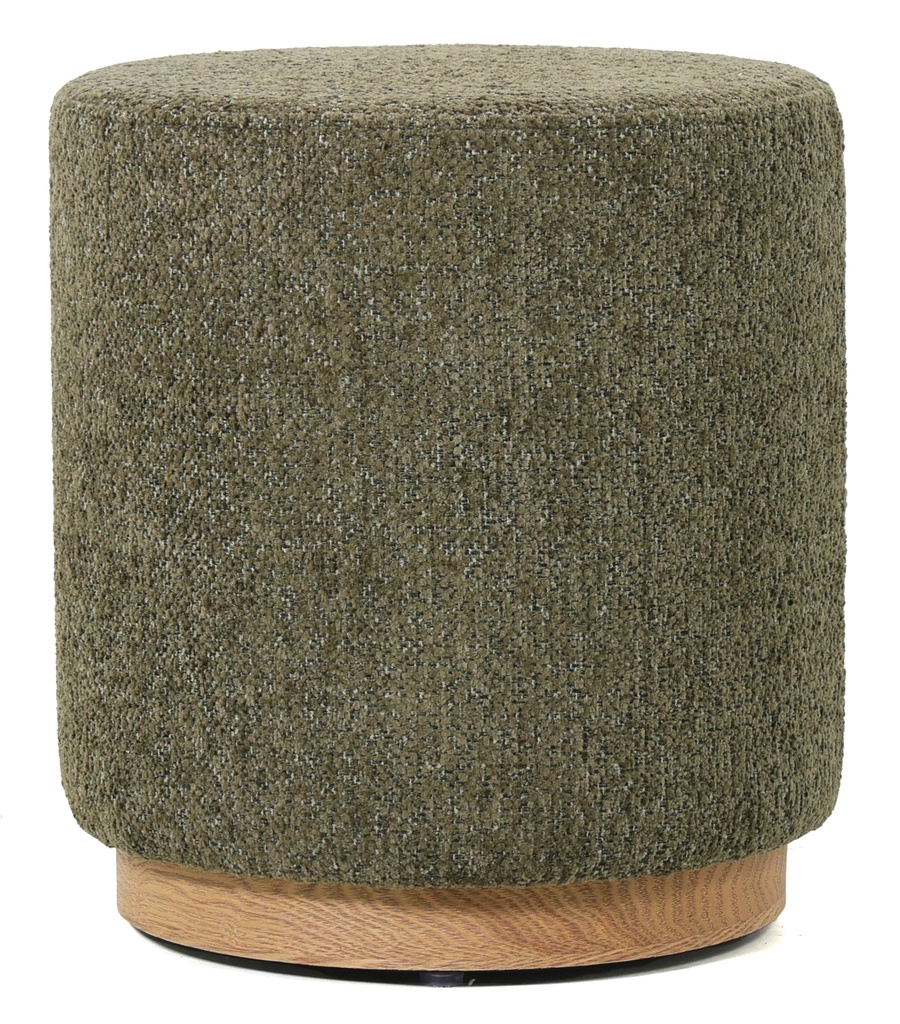 MIAMI OTTOMAN W/WOOD BASE - MOSS GREEN
