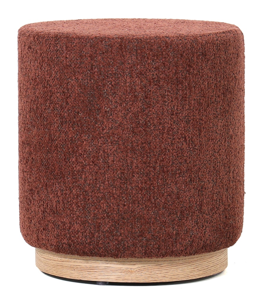 MIAMI OTTOMAN W/WOOD BASE - BURNT OCHRE