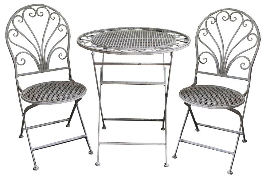 CAFE SETTING - ANTIQUE GREY FINISH (ROUND CHAIR)