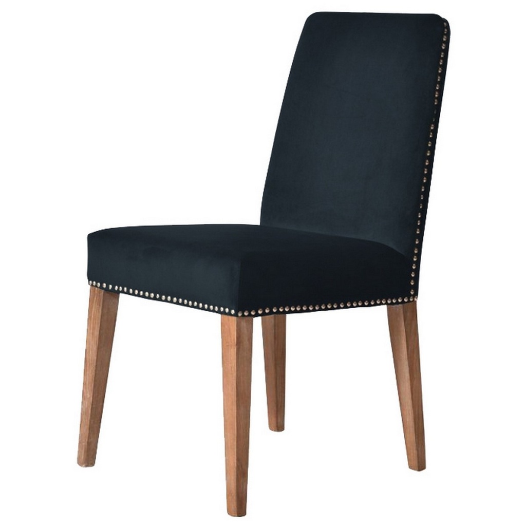 PASCAL DINING CHAIR - NAVY BLUE VELVET WITH ANTIQUE STUDS