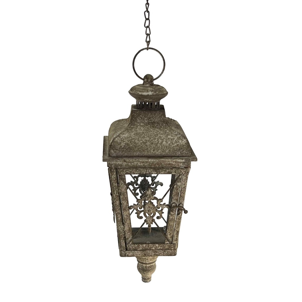 ANTIQUE METAL HANGING LANTERN