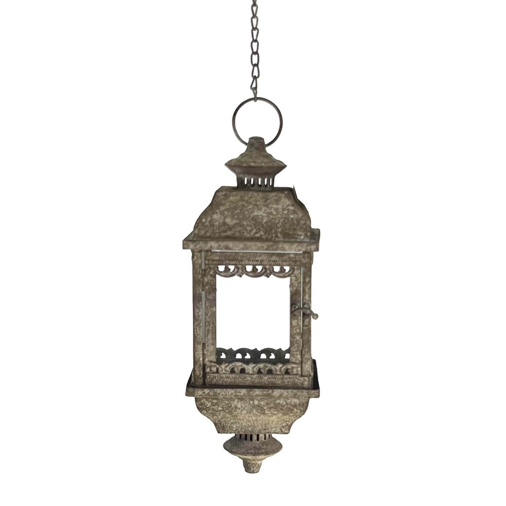 ANTIQUE METAL HANGING LANTERN